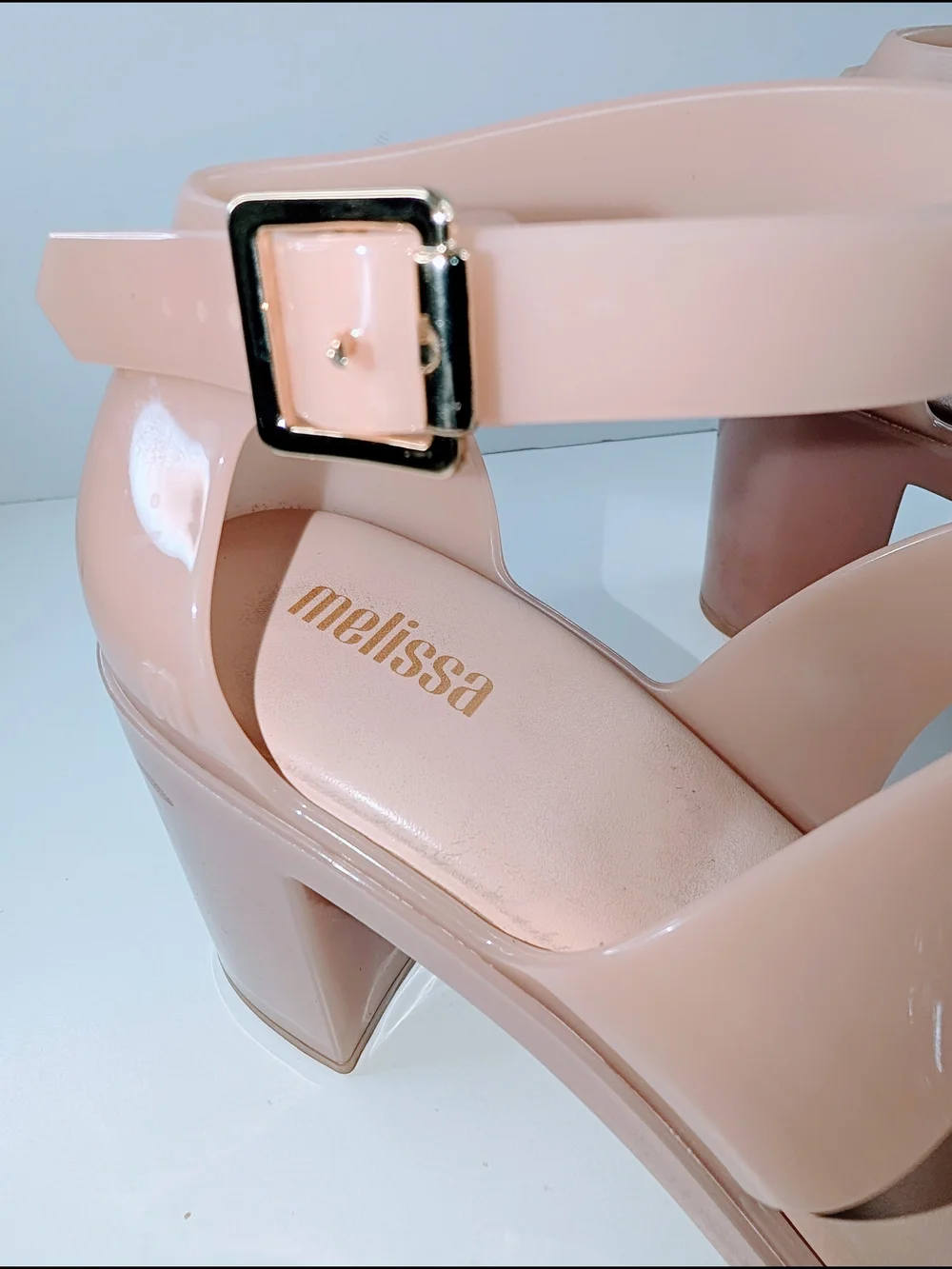 Melissa Model Strappy Block Heel Sandal Light Pink Jelly Woman's Size 7